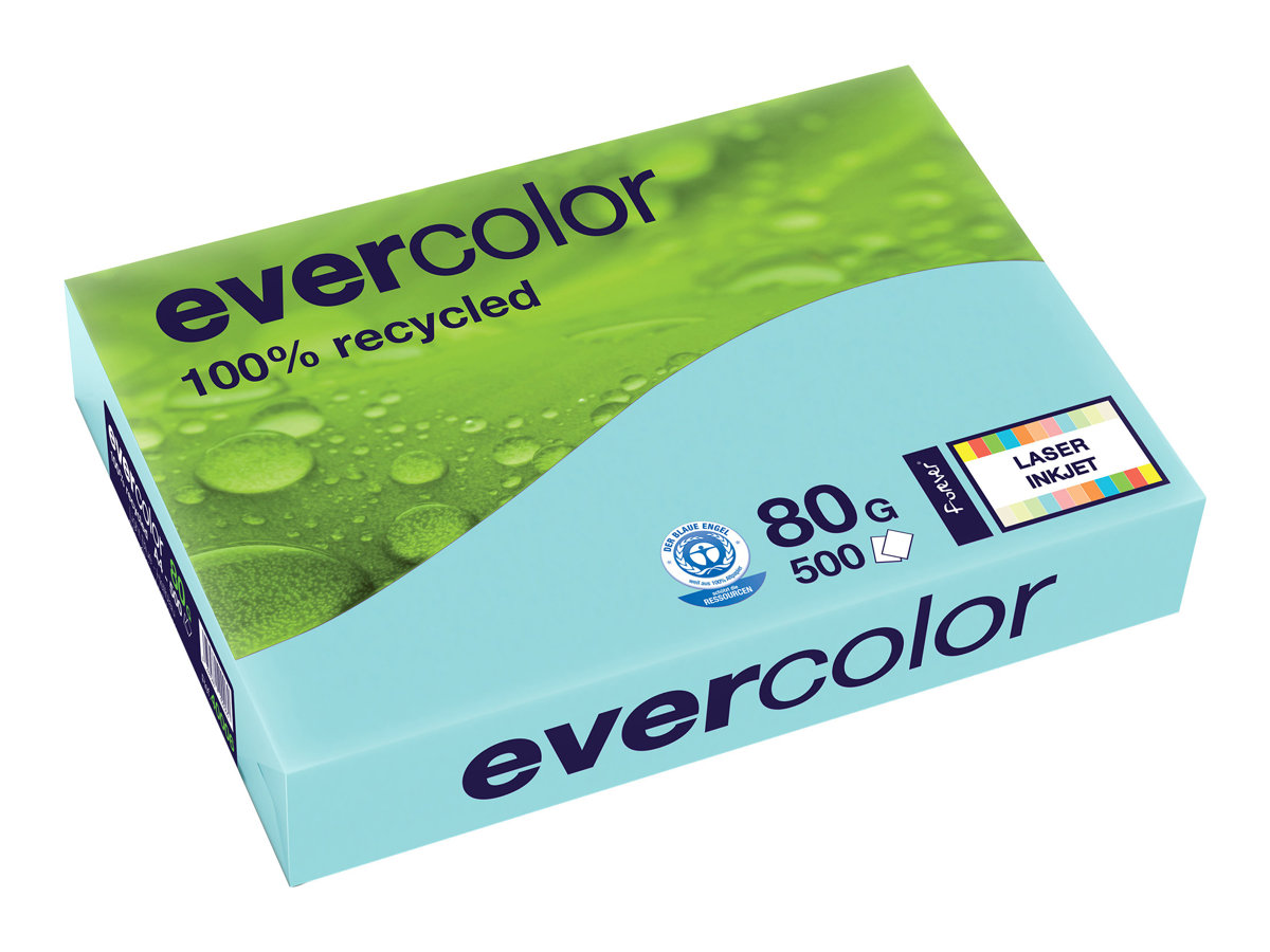 Exacompta Clairefontaine Recyclingpapier Evercolor hellblau A4