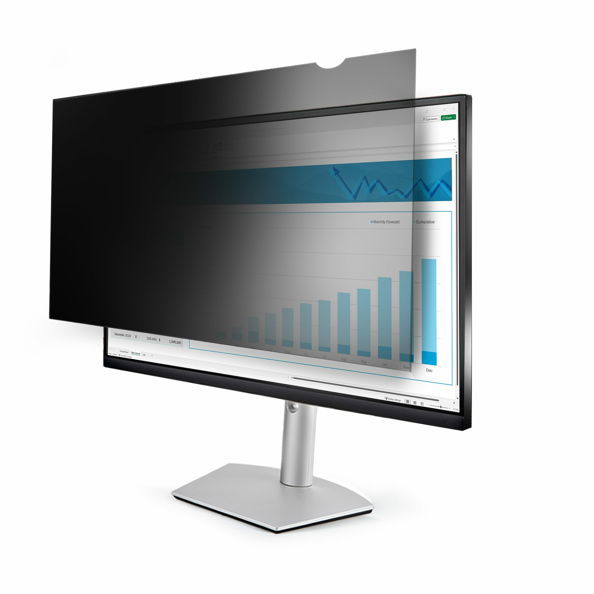STARTECHCOM 63,5cm 25Zoll 169monitor Blickschutzfilter Blaulichtfilter Bildschirm SichtschutzfolieBlickschutz 30 Grad