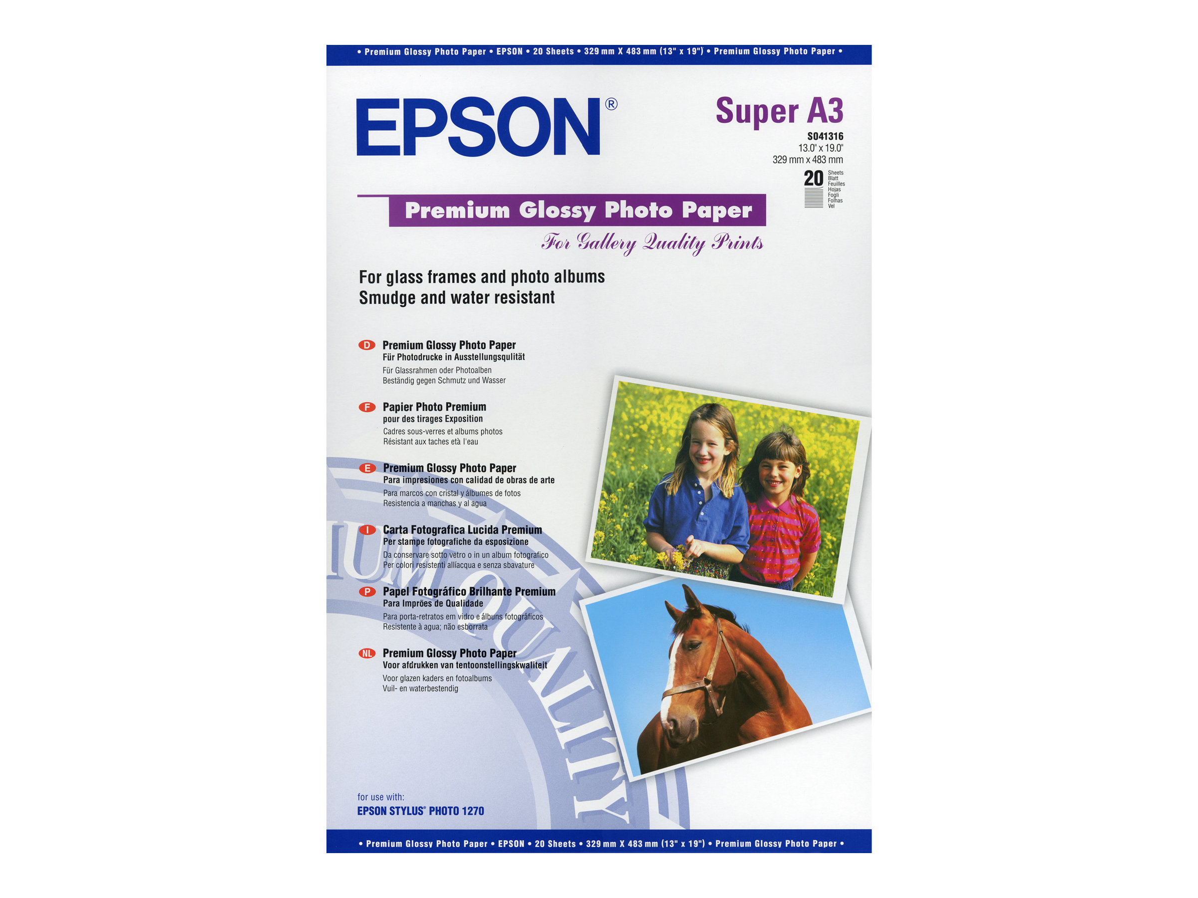 EPSON Fotopapier S041316 DIN A3 hochglaenzend 250 gqm 20 Blatt