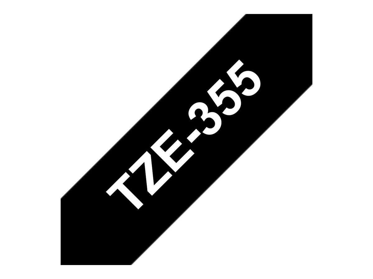 Brother TZe-355 24mm Weiß auf Schwarz