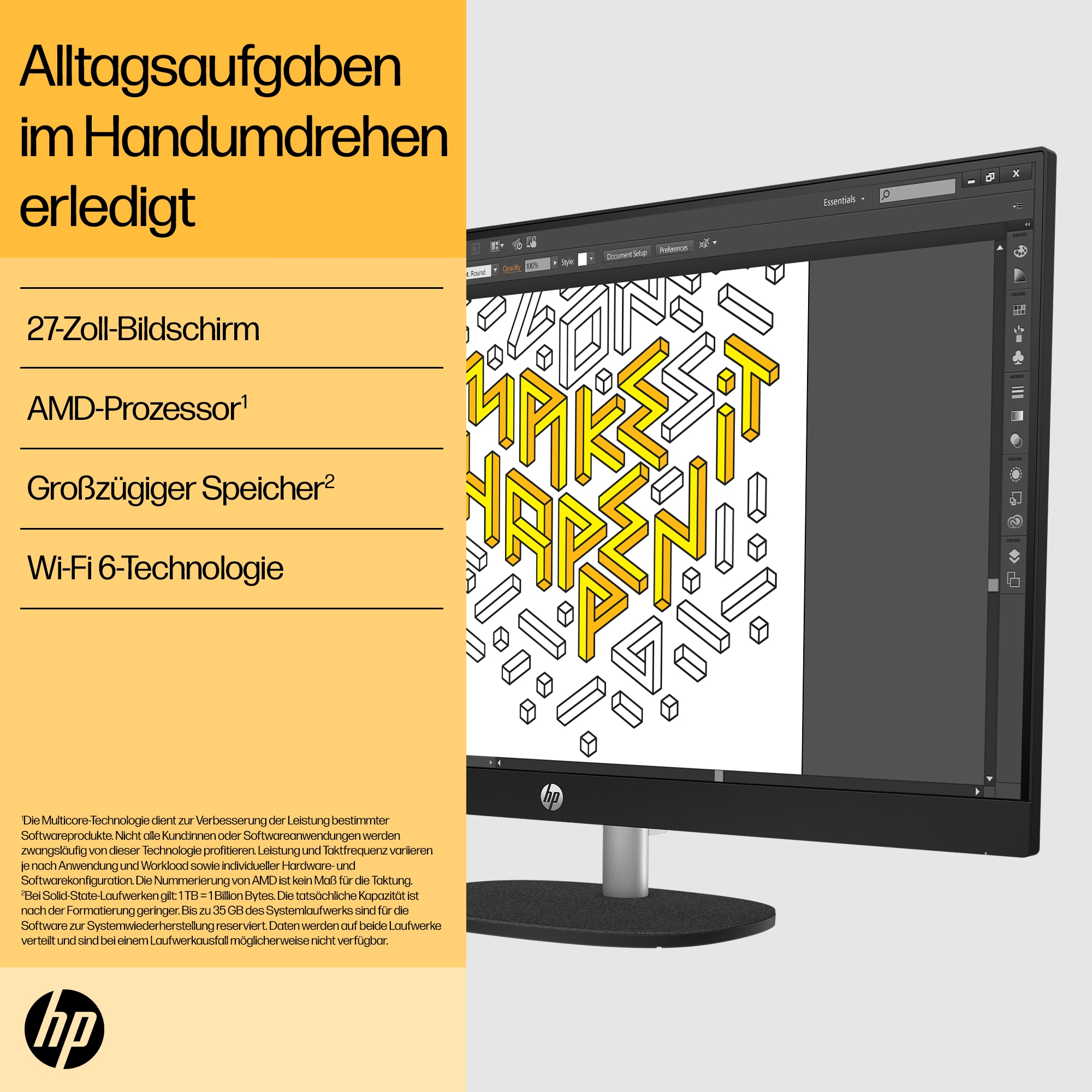 HP All-in-One 27-cr0006ng 27 Zoll Ryzen 7 7730U 16 GB RAM 1 TB SSD