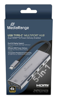 MEDIARANGE USB-C Hub 5-in-1 silber