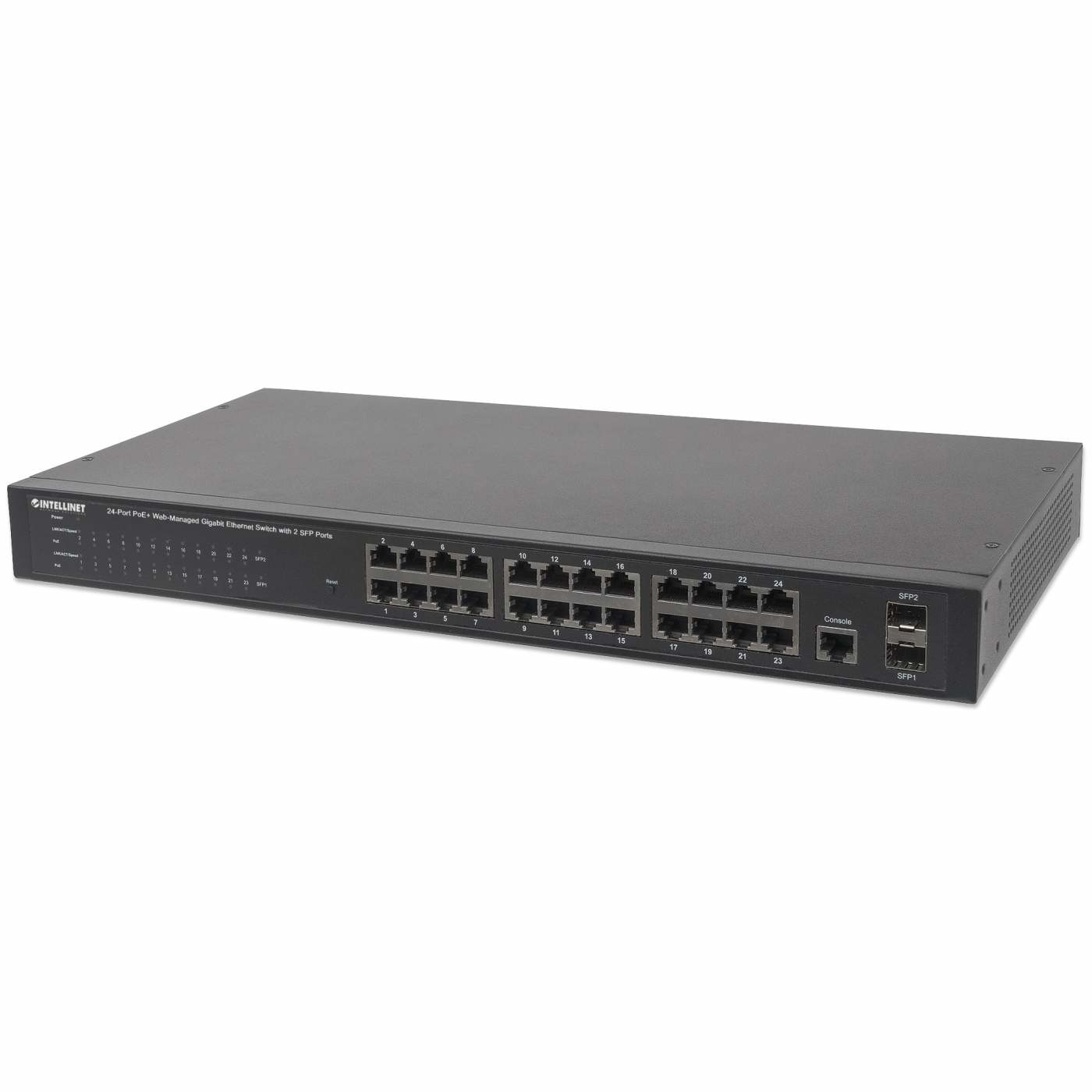 IC Intracom Intellinet 24-Port Gigabit PoE+ Web-Managed Switch 2 SFP