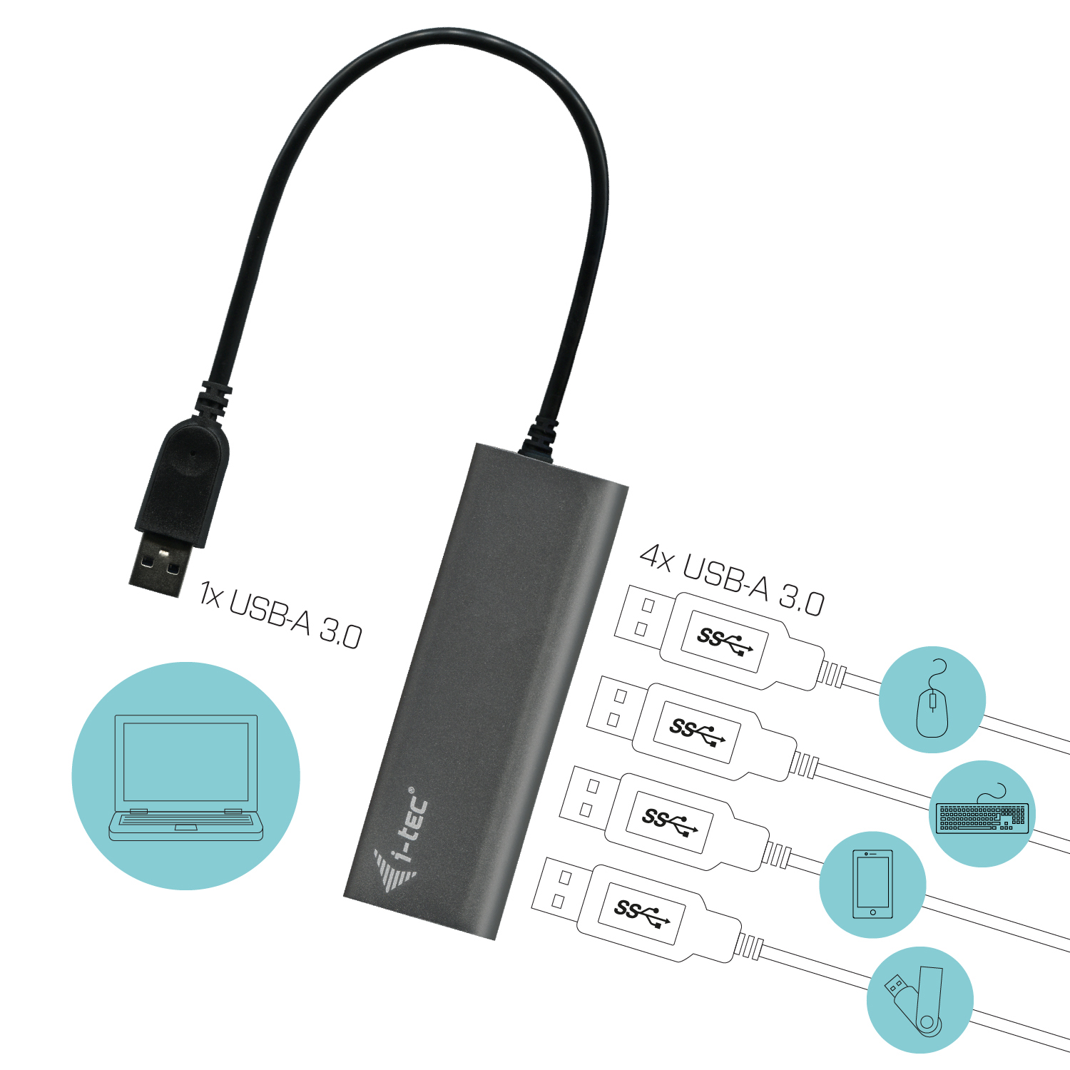 i-tec USB 3.0 Metal Hub 4-fach silber