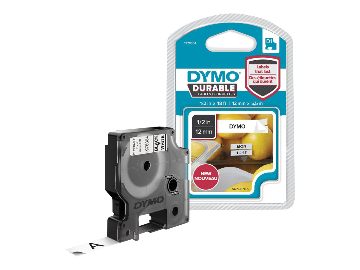Dymo D1 Durable Schwarz auf Weiß 12 mm