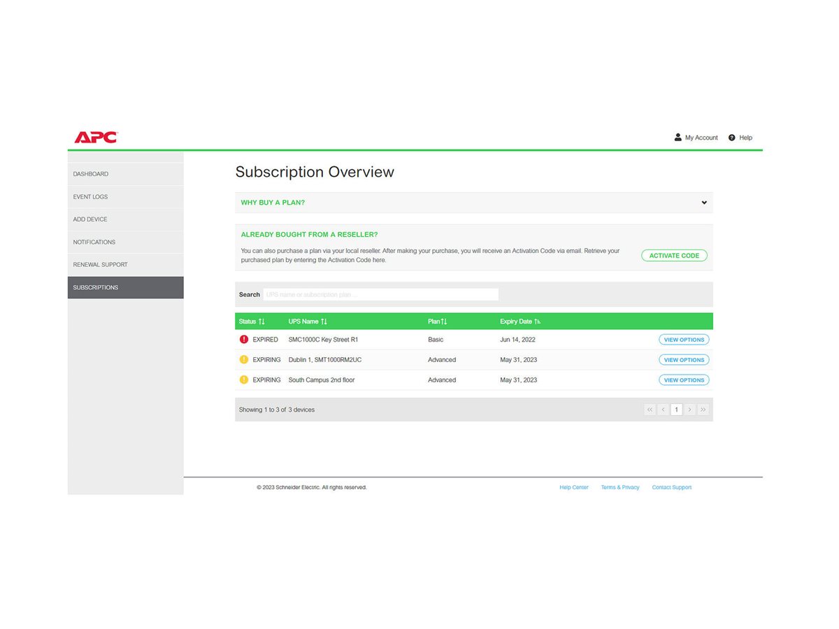 APC SmartConnect Standard Plan 1 Year
