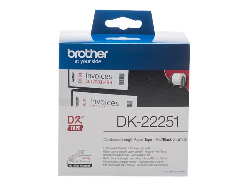 Brother DK22251 Endlos-Etiketten Schwarz/Rot