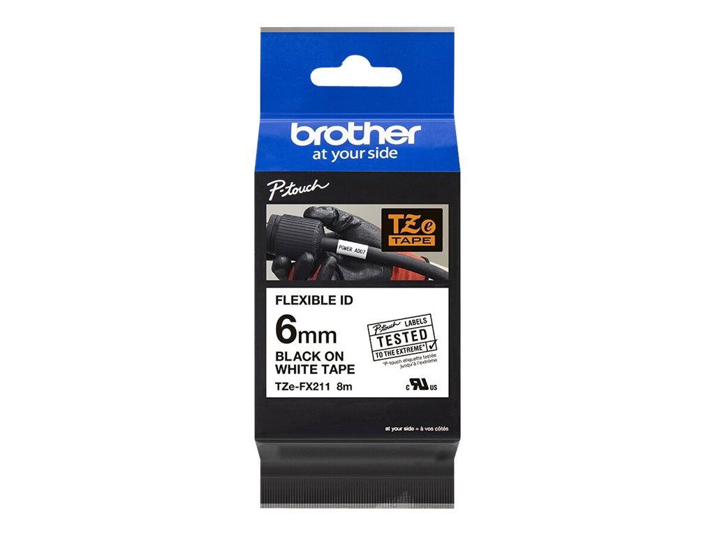 Brother TZe-FX211 Schriftband Schwarz auf Weiß