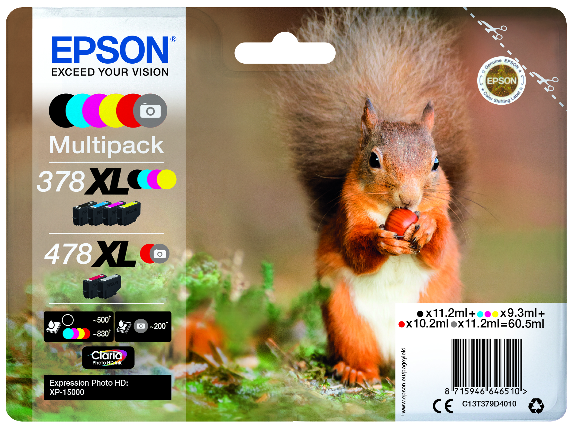 EPSON 378XL478XL T379D4 schwarz, cyan, magenta, gelb, rot, grau Druckerpatronen, 6erSet