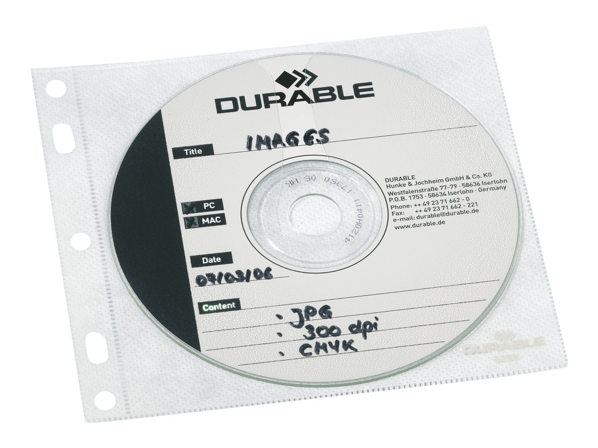 Durable CD/DVD Cover Pocket transparent 2CD/DVD