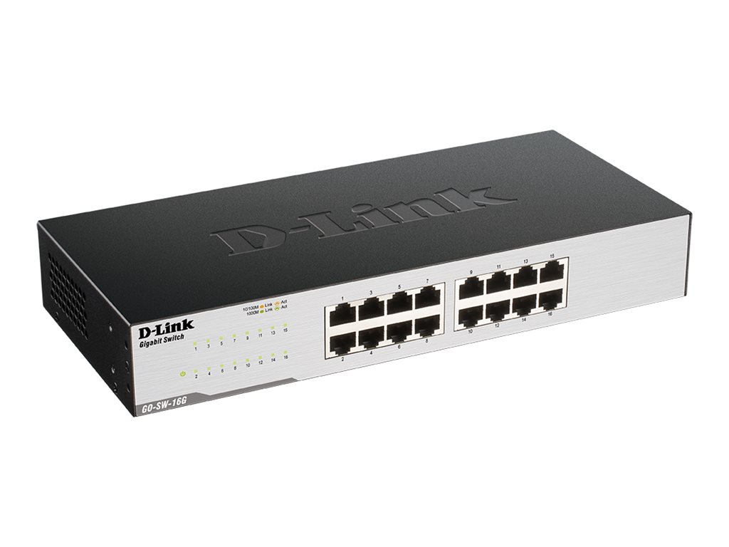 DLINK GOSW16G 16Port Gigabit Easy Desktop Switch 16x 101001000 Mbps LAN Ports 32 Gbps Kapazität