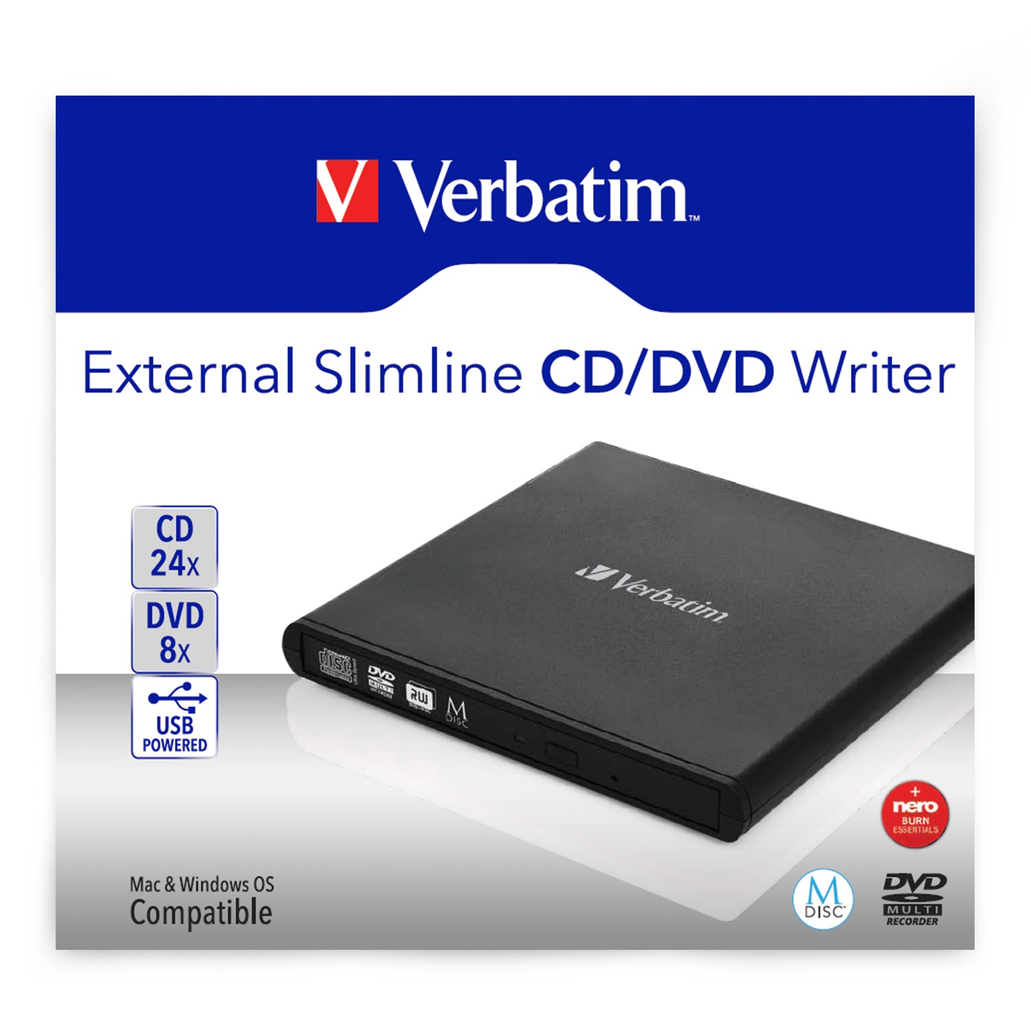 Verbatim Slimline externer DVD-Brenner schwarz