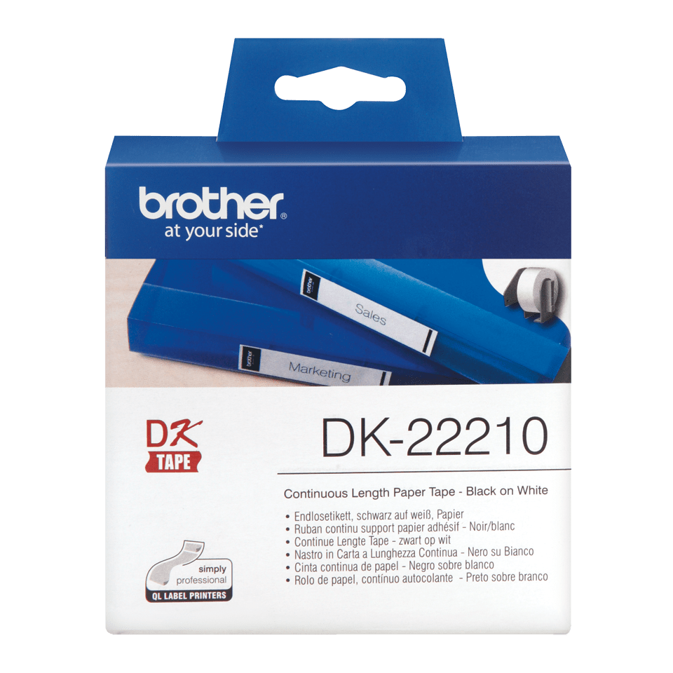 Brother DK-22210 Endlosetiketten Schwarz auf Weiß