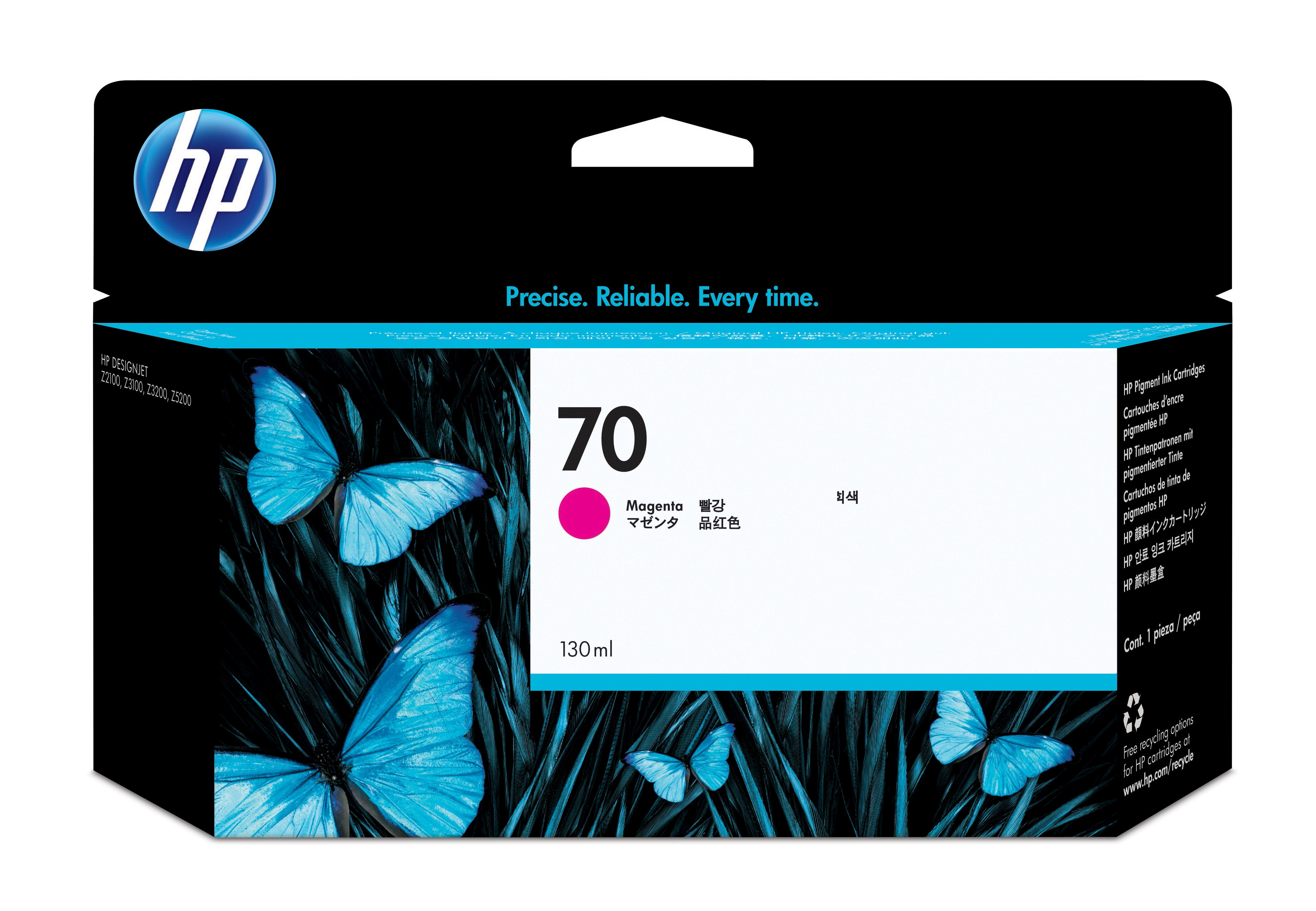 HP 70 original Ink cartridge C9453A magenta standard capacity 130ml 1pack with Vivera Ink cartridge