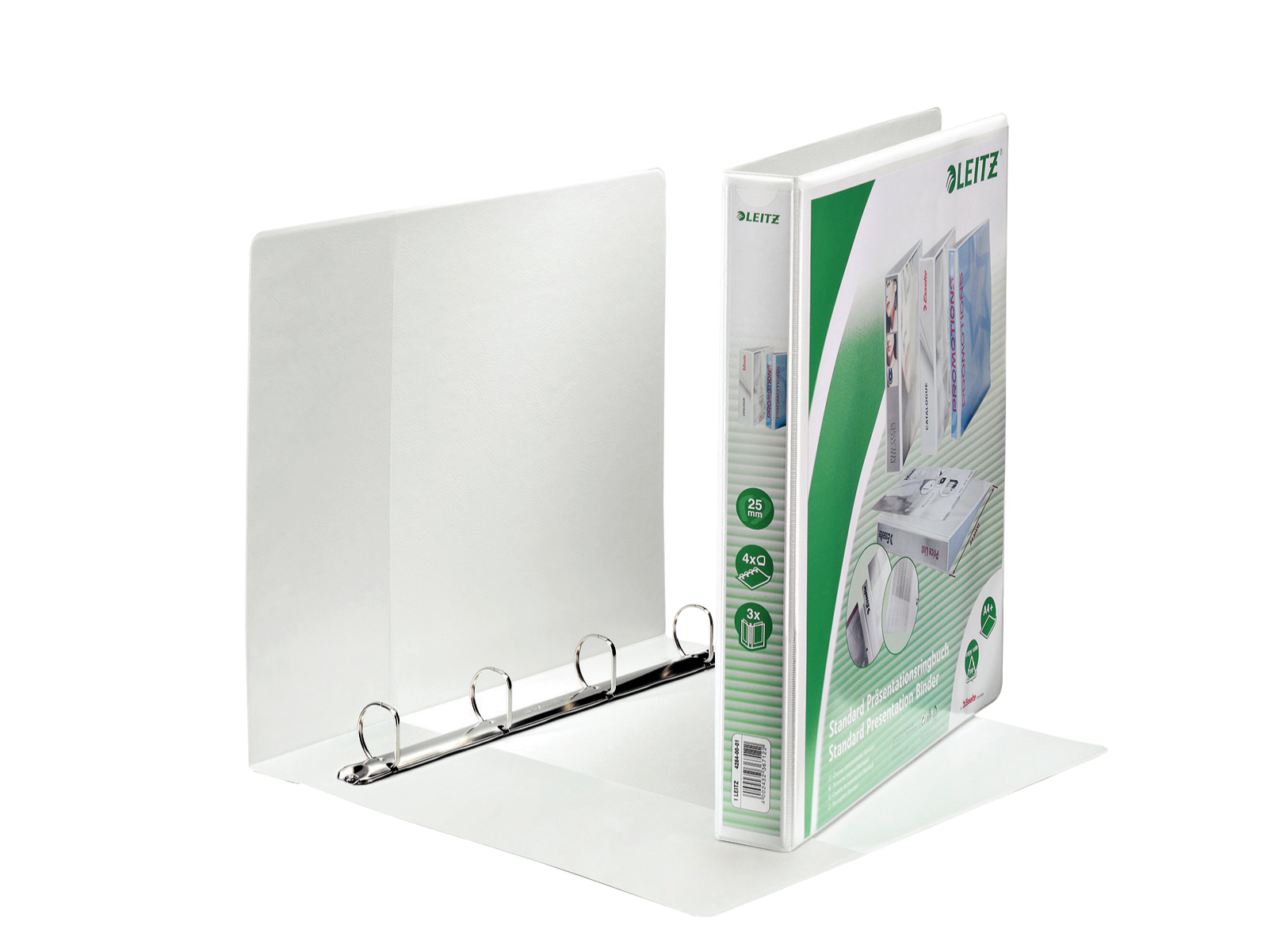 Esselte Leitz Präsentationsringbuch 4‑Ringe 4,4 cm Weiß