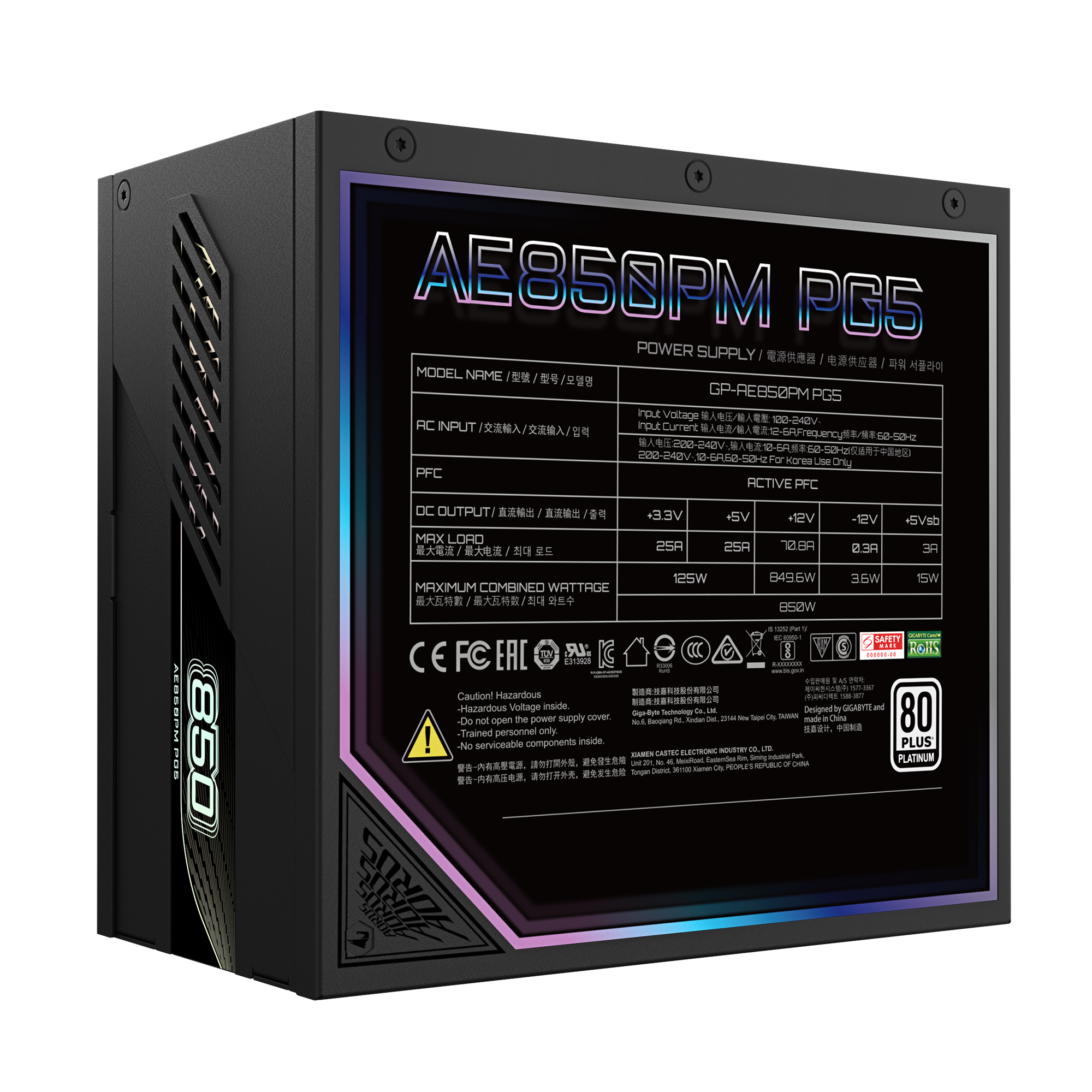Gigabyte AORUS ELITE AE850PM PG5 Netzteil ATX12V 3.0 EPS12V