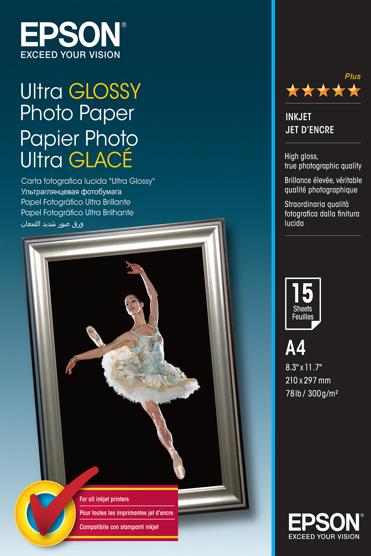 EPSON Fotopapier S041927 DIN A4 hochglaenzend 300 gqm 15 Blatt
