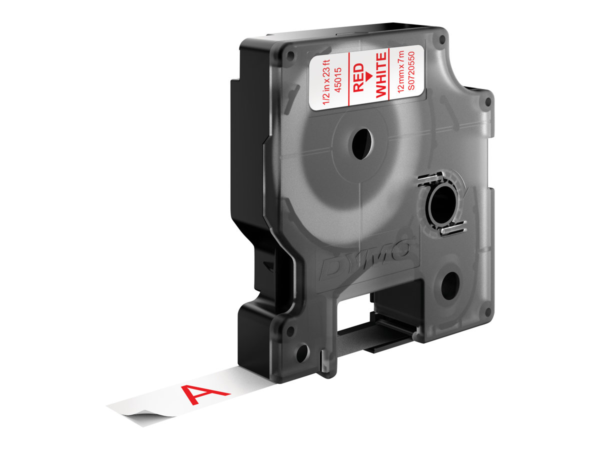Dymo D1 12mm x 7m Rot auf Weiß