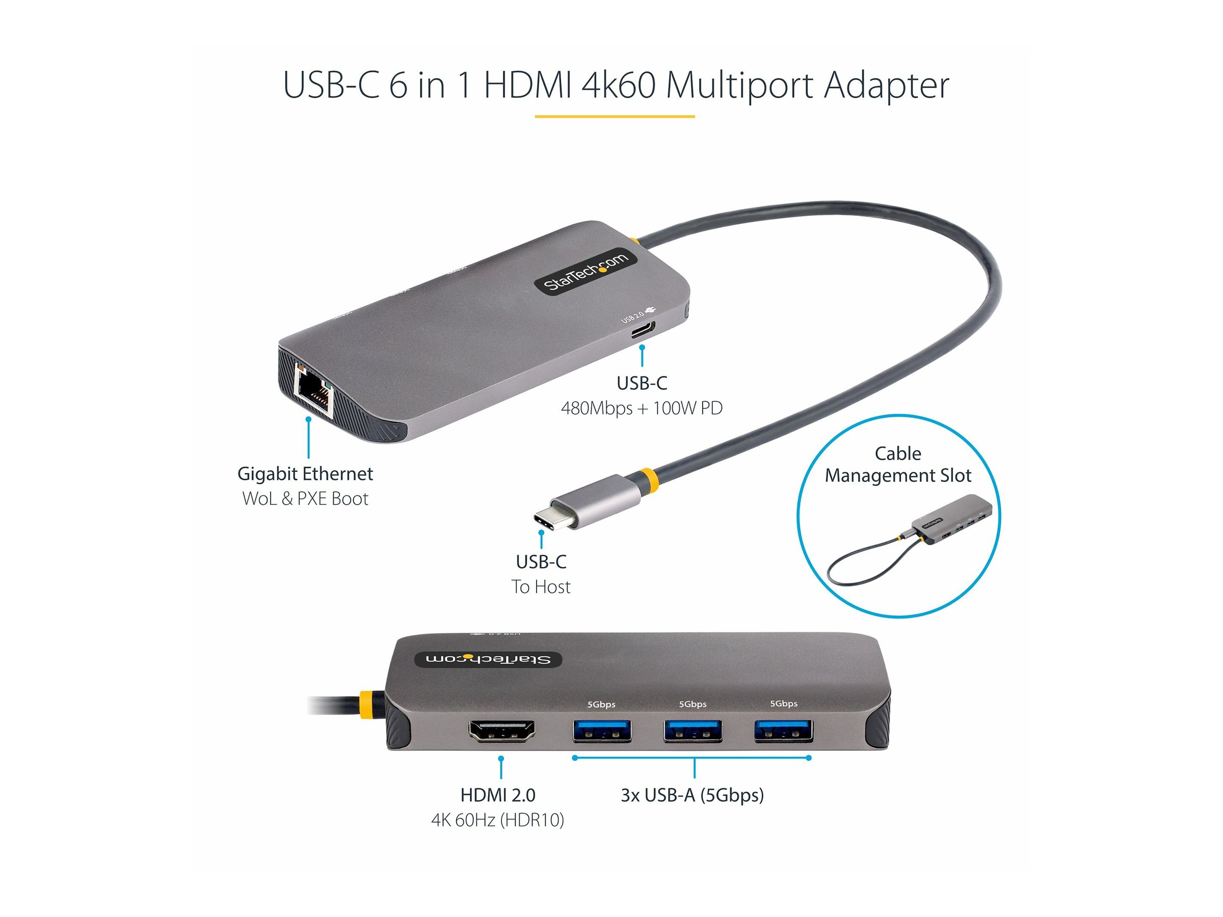 StarTech.com USB-C Multiport Adapter 4K 60Hz 100W Power Delivery