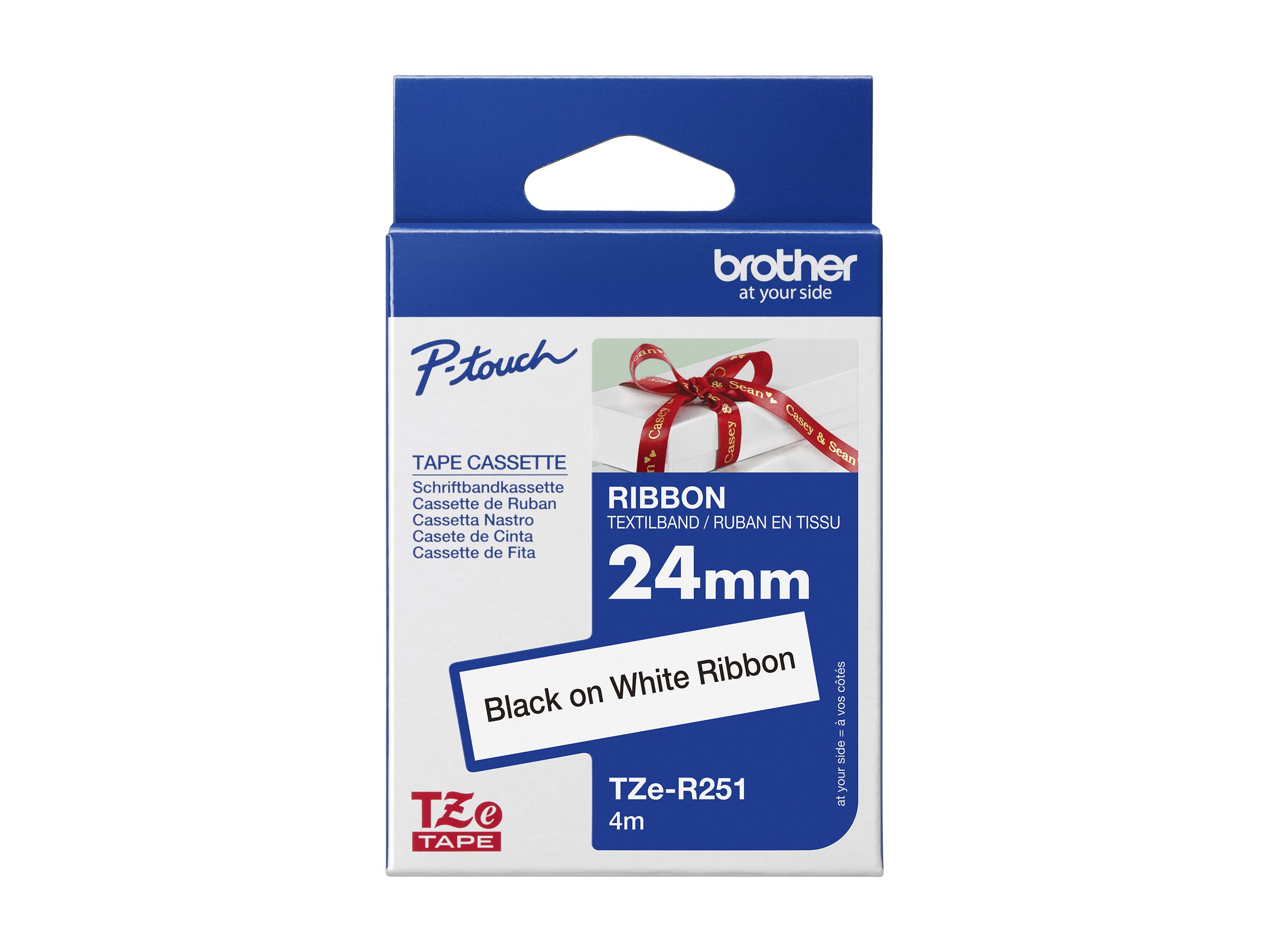 BROTHER PTouch 24mm witheblack ribbon tape