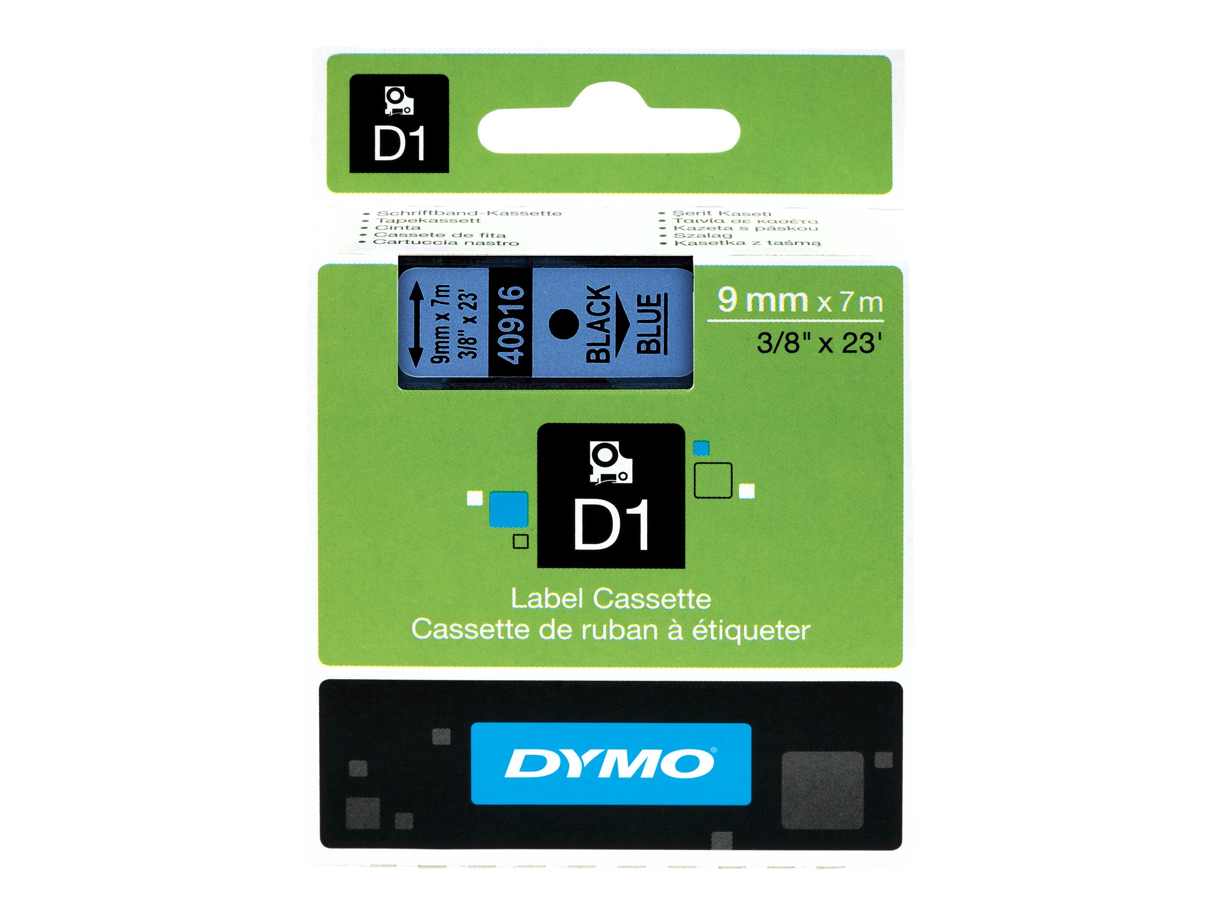 Dymo D1 9mm Schwarz auf Blau