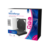 MediaRange CD/DVD-Behälter 2‑fach Schwarz/Durchsichtig 5 Stück