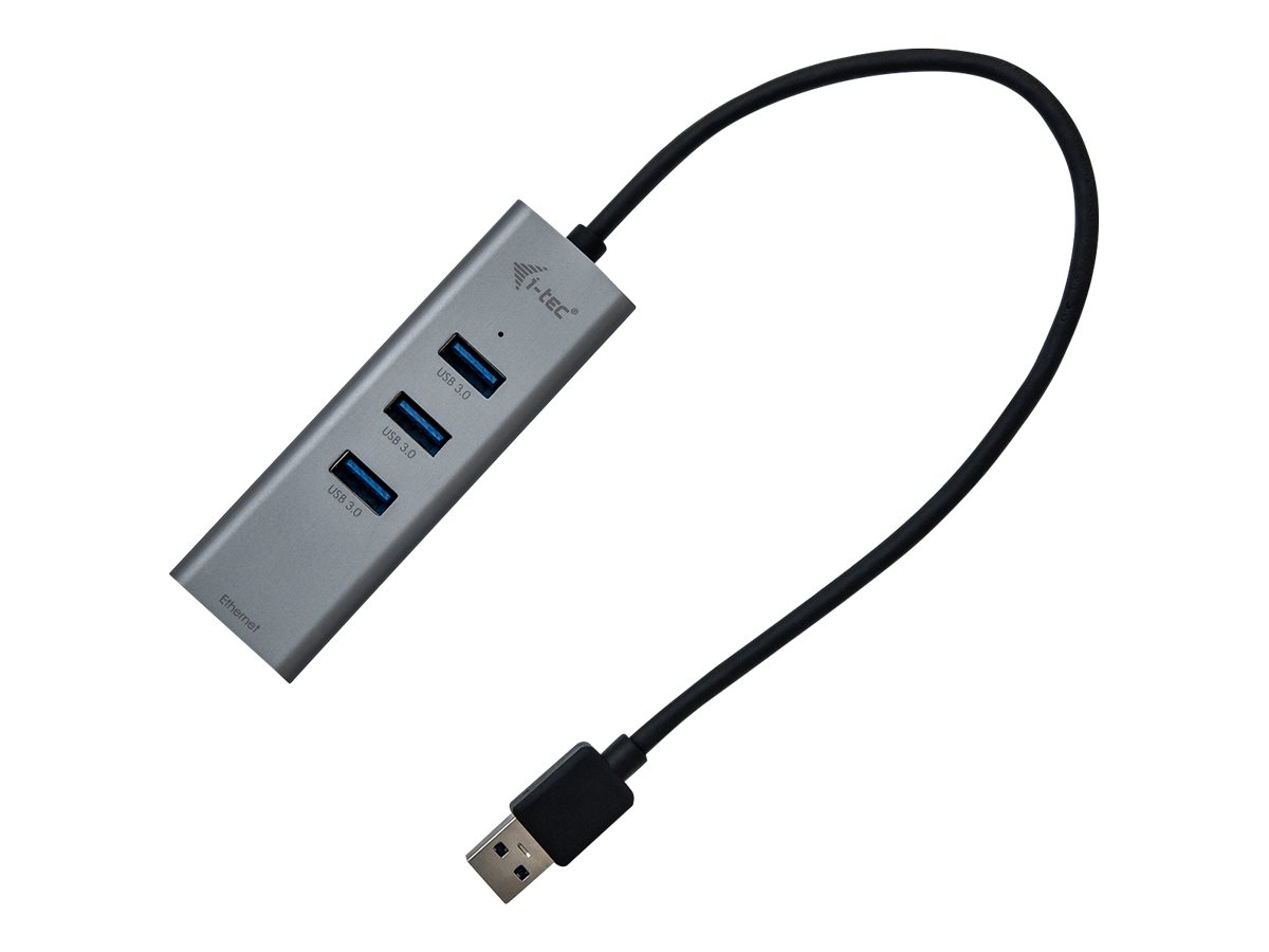 i-tec USB 3.0 Metal Hub 3-Port mit Gigabit Ethernet