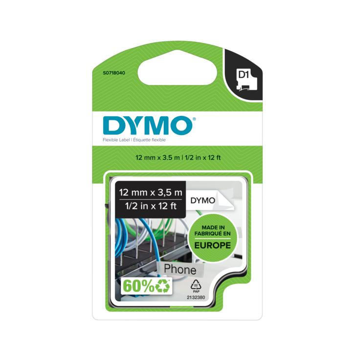Dymo D1 12 mm schwarz auf weiß