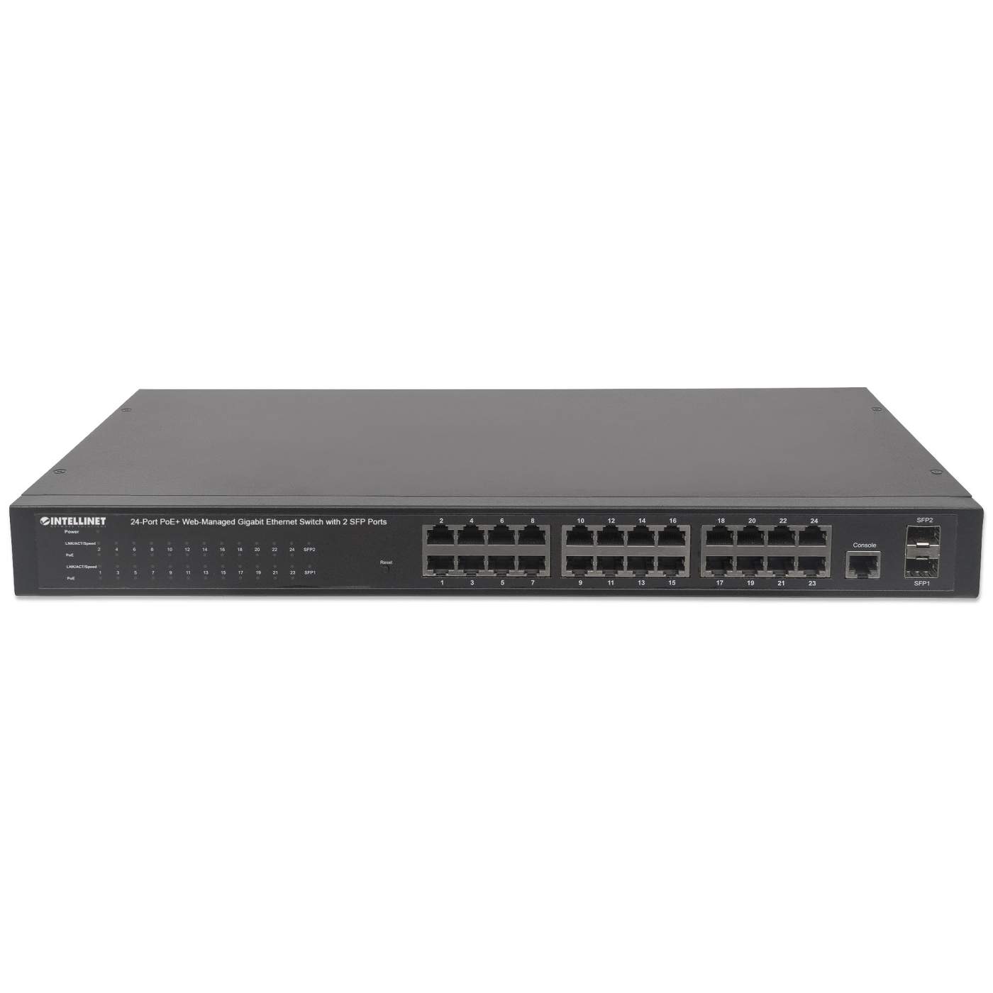 IC Intracom Intellinet 24-Port Gigabit PoE+ Web-Managed Switch 2 SFP