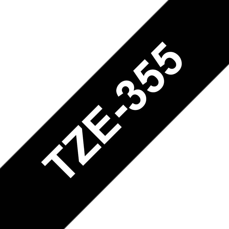 Brother TZe-355 24mm Weiß auf Schwarz