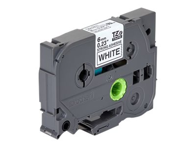 Brother TZe-S211 Schriftband extrem stark haftend Schwarz auf Weiß 6mm x 8m