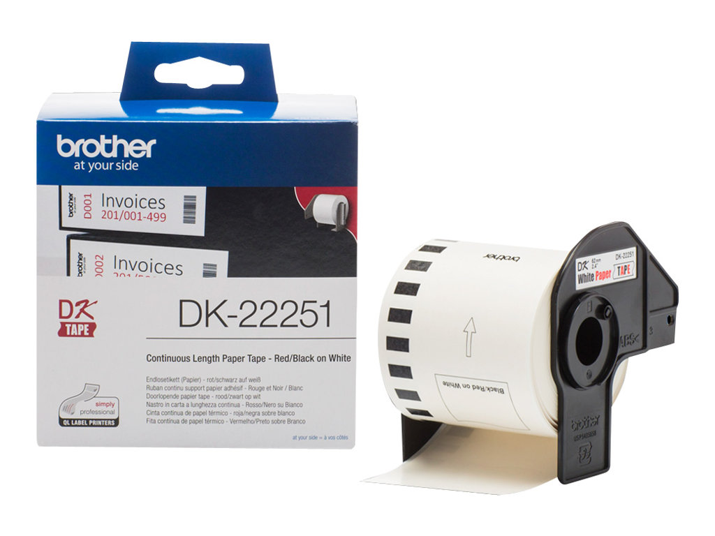 Brother DK22251 Endlos-Etiketten Schwarz/Rot
