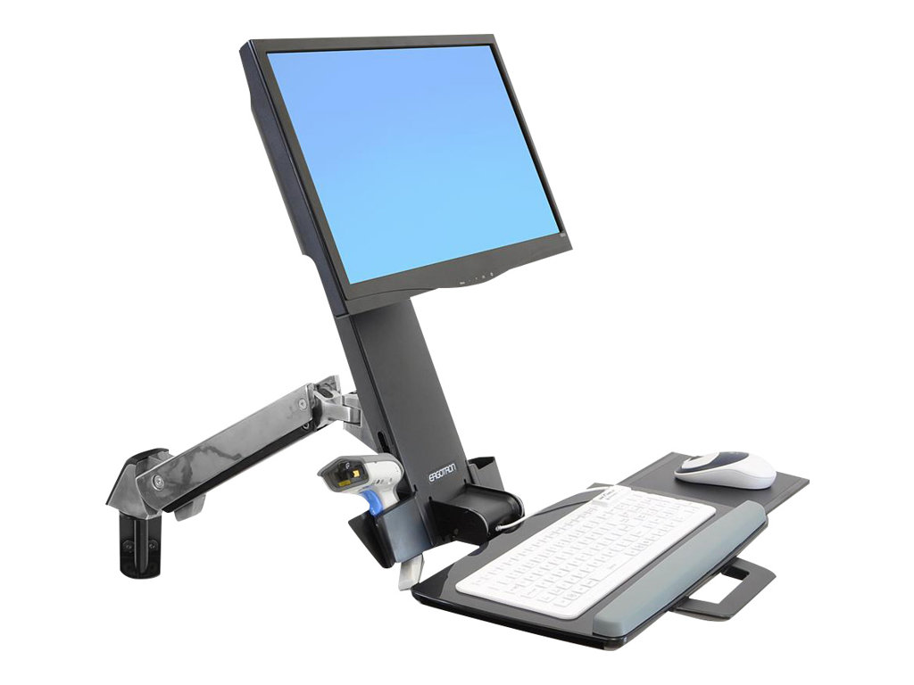 ERGOTRON StyleView SitStand Combo Arm mit Ablageflaeche Wandmontage LCD bis 61cm 24Zoll bis 13,2kg Anhebung bis 64cm