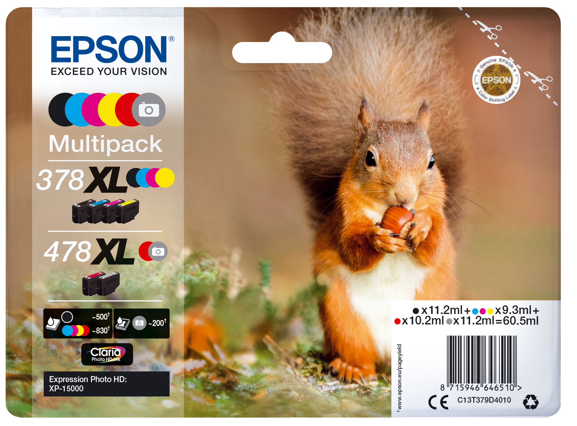 EPSON 378XL478XL T379D4 schwarz, cyan, magenta, gelb, rot, grau Druckerpatronen, 6erSet