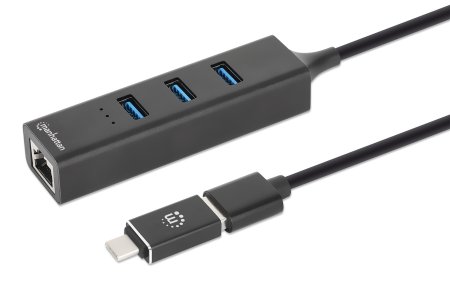 Manhattan USB-C/A Kombo-Hub Netzwerkadapter