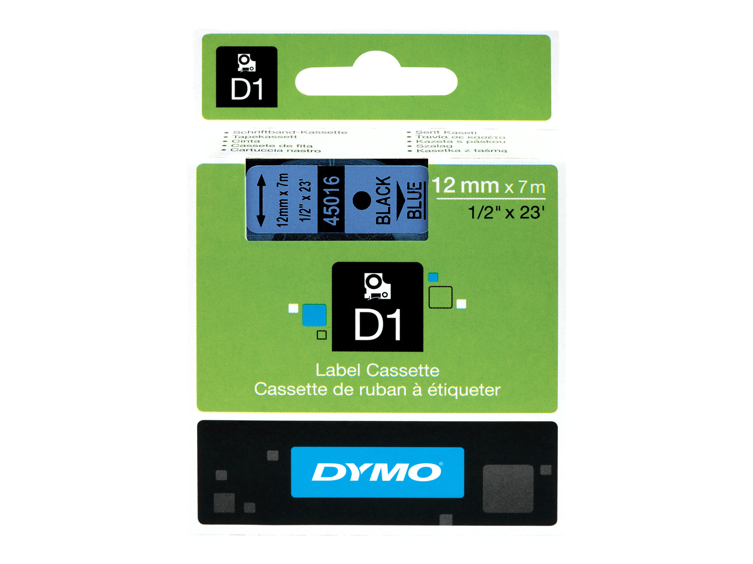 Dymo D1 12mm x 7m Schwarz auf Blau