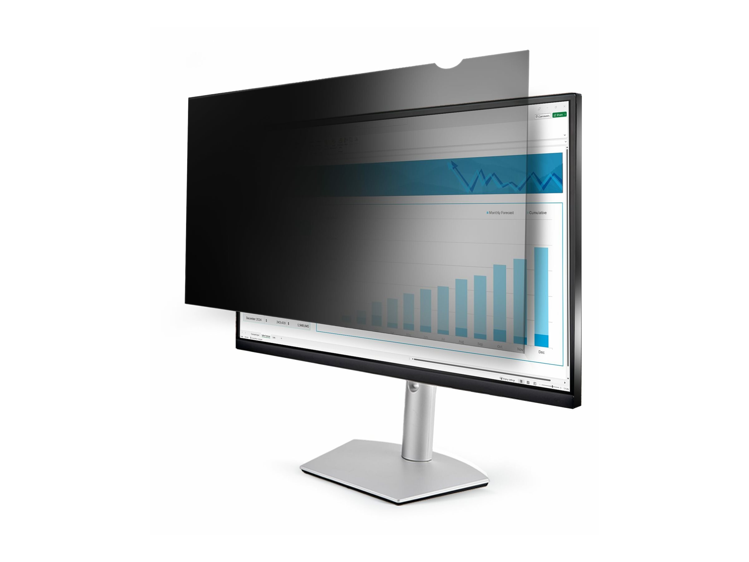 STARTECHCOM 63,5cm 25Zoll 169monitor Blickschutzfilter Blaulichtfilter Bildschirm SichtschutzfolieBlickschutz 30 Grad