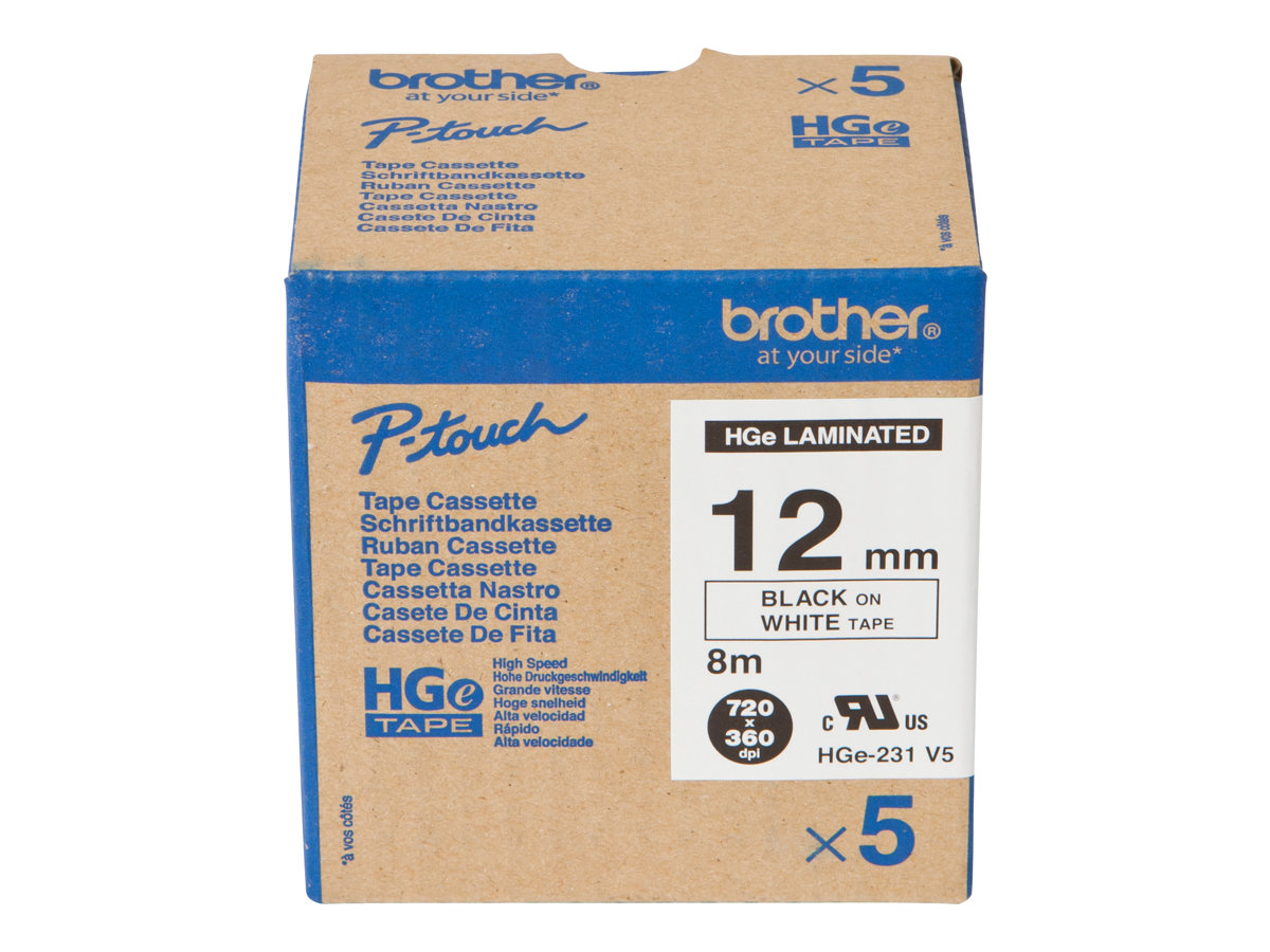 Brother HGE-231V5 Schriftband schwarz auf weiß