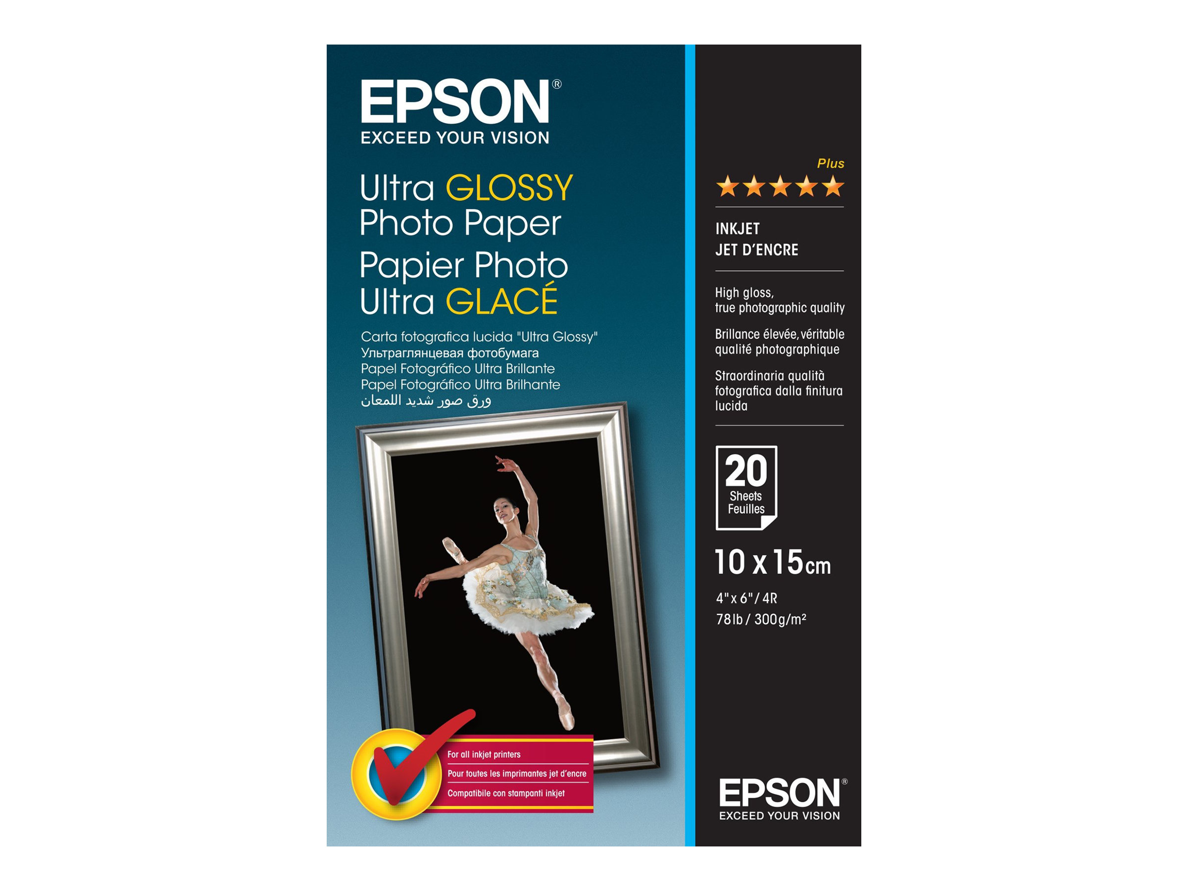 EPSON Fotopapier S041926 10,0 x 15,0 cm hochglaenzend 300 gqm 20 Blatt