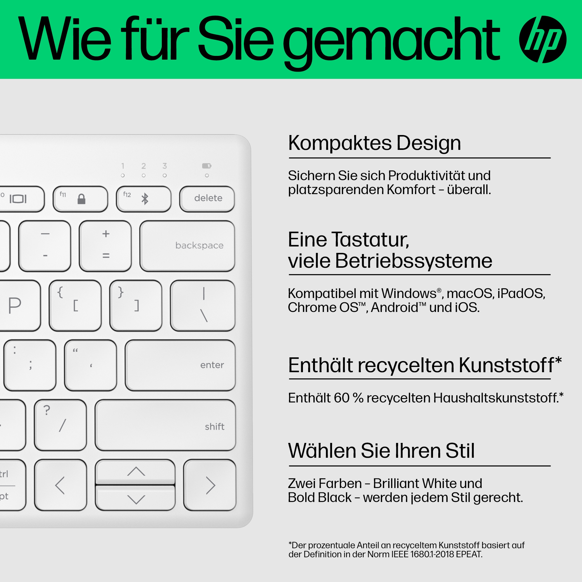 HP 350 Compact Multi-Device Tastatur Weiß