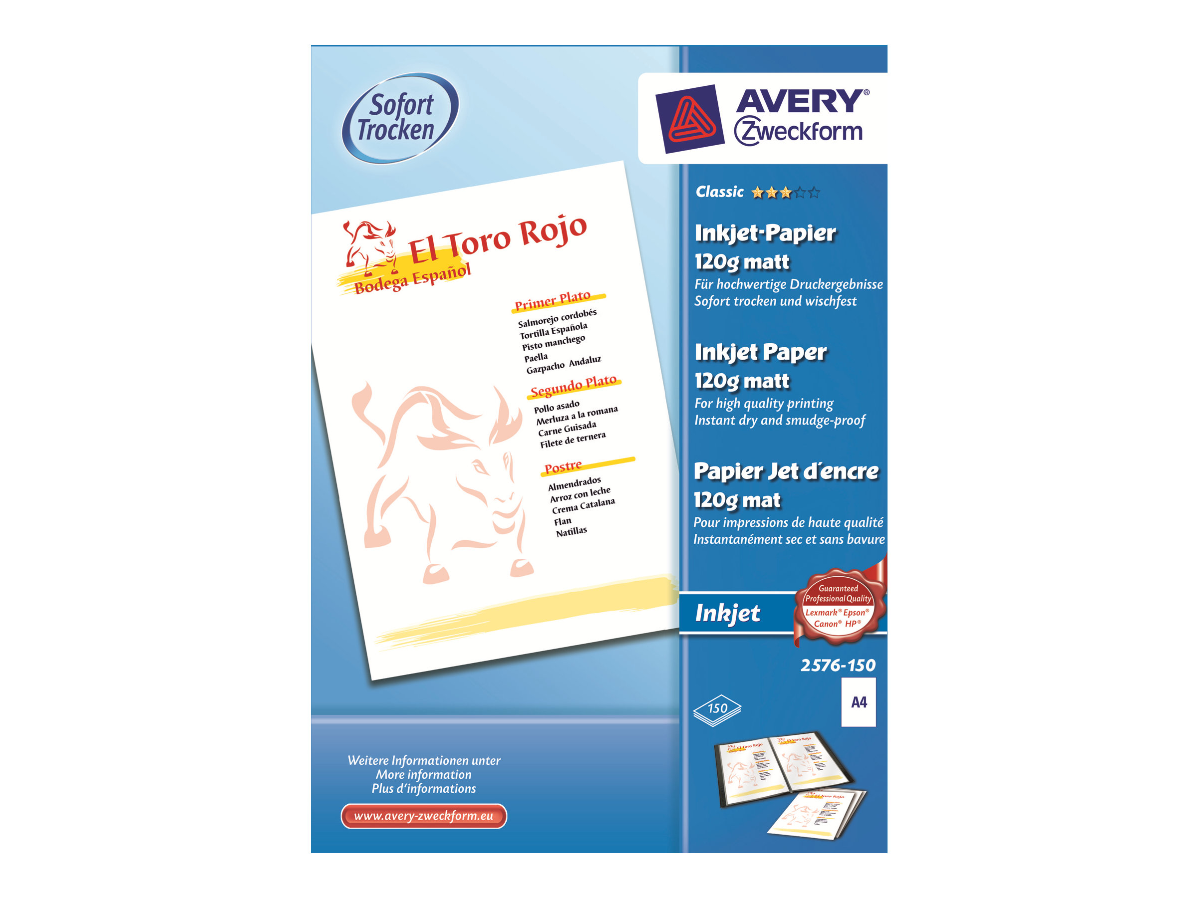 Avery Zweckform Classic Inkjet Paper 2576-150 Matt A4 150 Blatt
