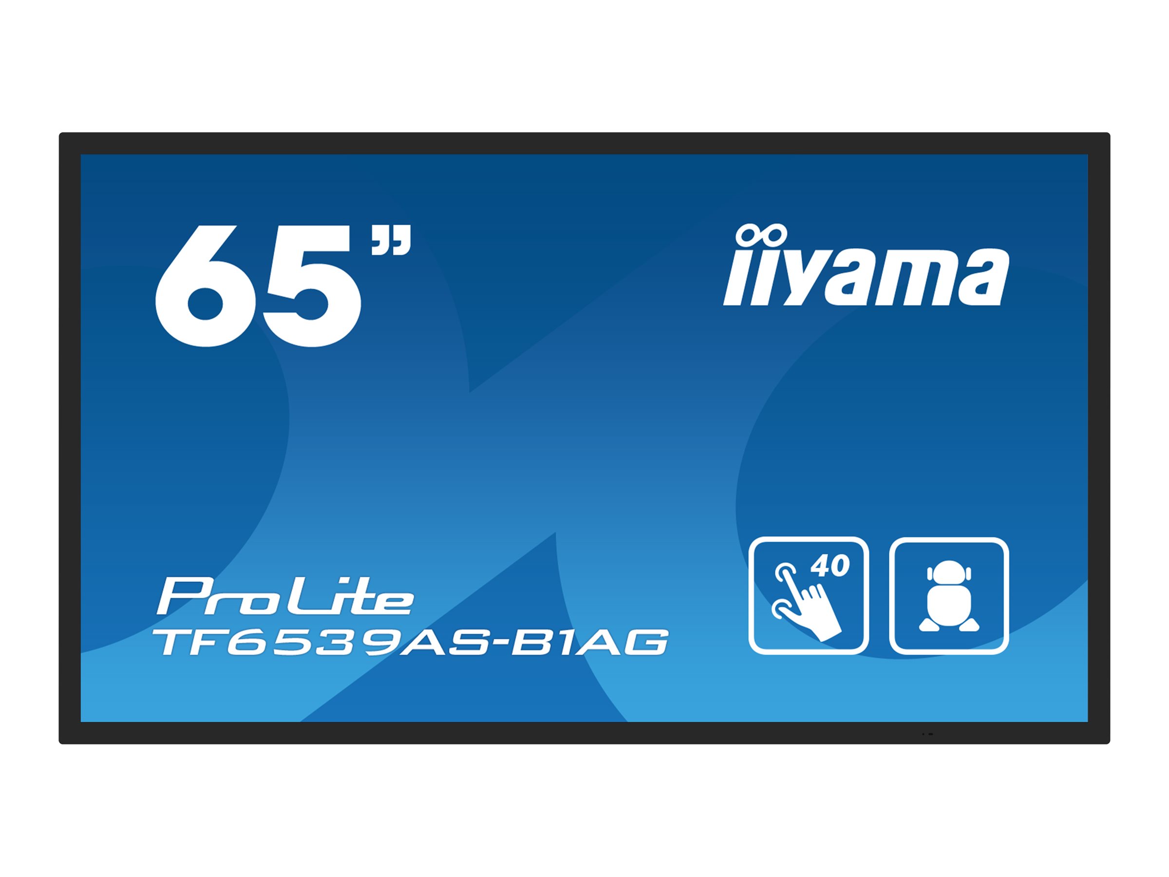 IIYAMA TF6539ASB1AG 165,1cm 65Zoll PCAP Antiglare Bezel Free Android 11 OS 40Points Touch Screen 3840x2160 IPS panel 247