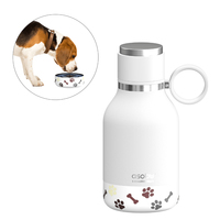 Asobu Dog Bowl Edelstahl-Isolierflasche mit Hundenapf 1L Weiß