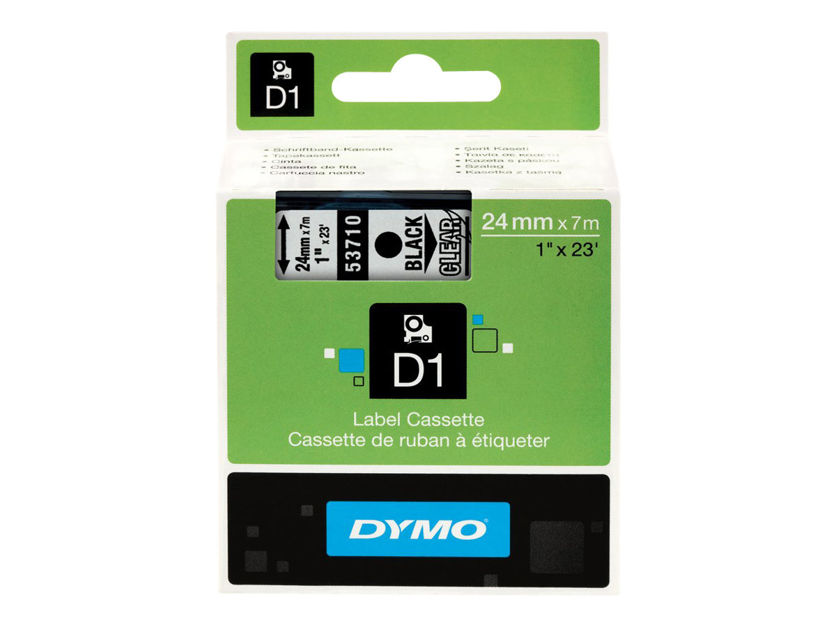 Dymo D1 24mm Schwarz auf Transparent Selbstklebend