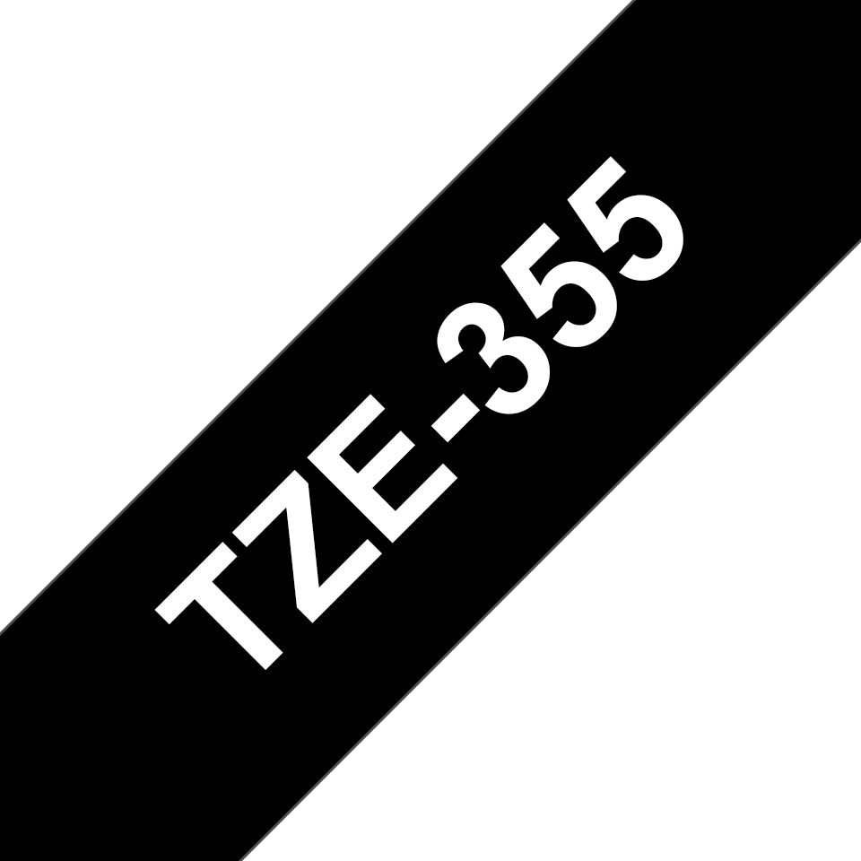Brother TZe-355 24mm Weiß auf Schwarz