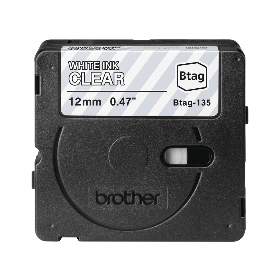 Brother Schriftband BTAG135 Weiß auf Transparent