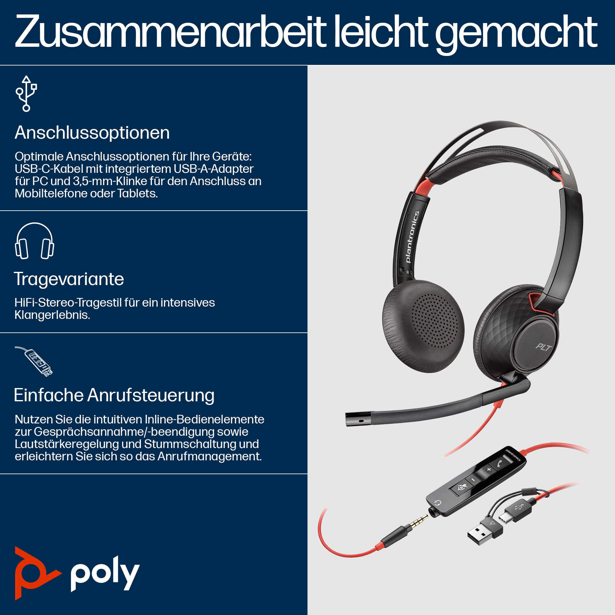 Poly Blackwire 5220 Headset On-Ear