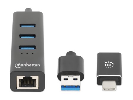 Manhattan USB-C/A Kombo-Hub Netzwerkadapter