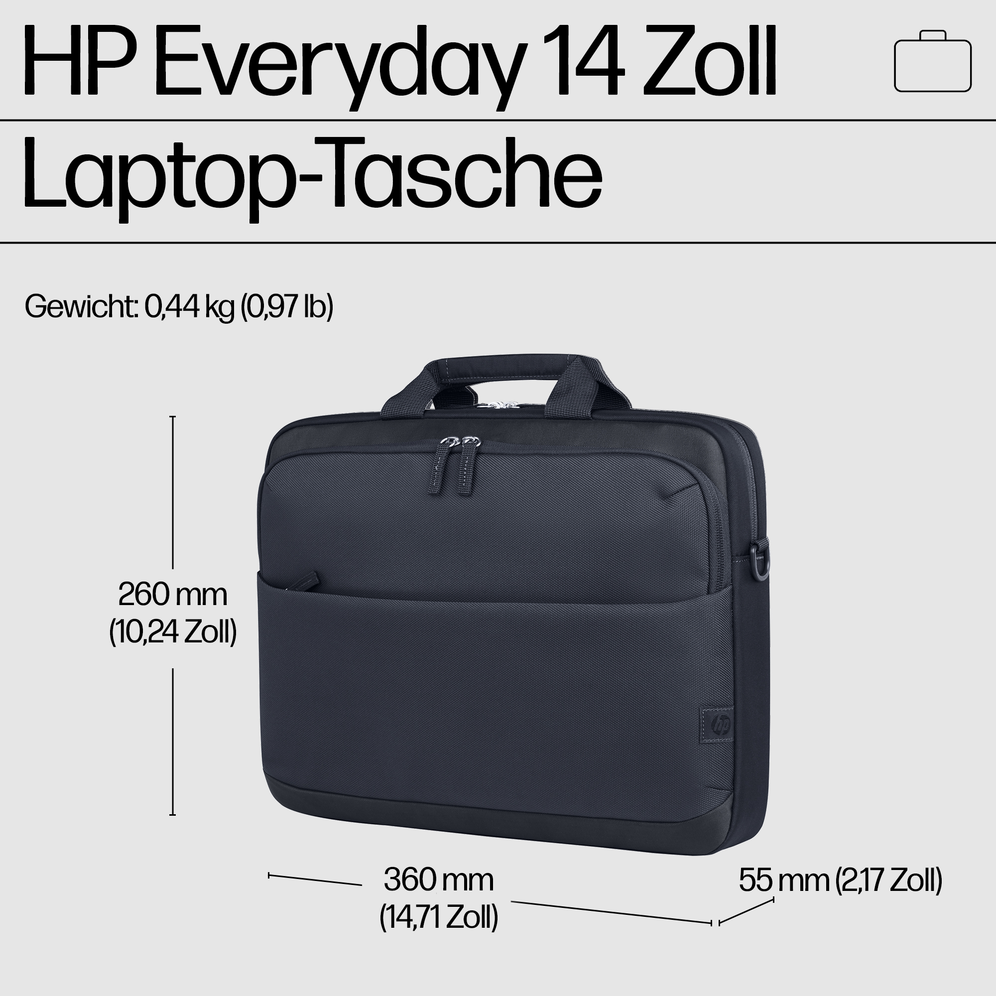 HP Everyday Notebook-Tasche Odyssey Gray 35,56 cm (14 Zoll)