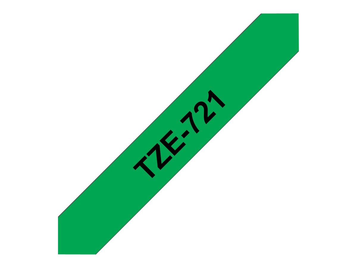Brother TZe-721 Schriftband Schwarz auf Grün 9mm x 8m